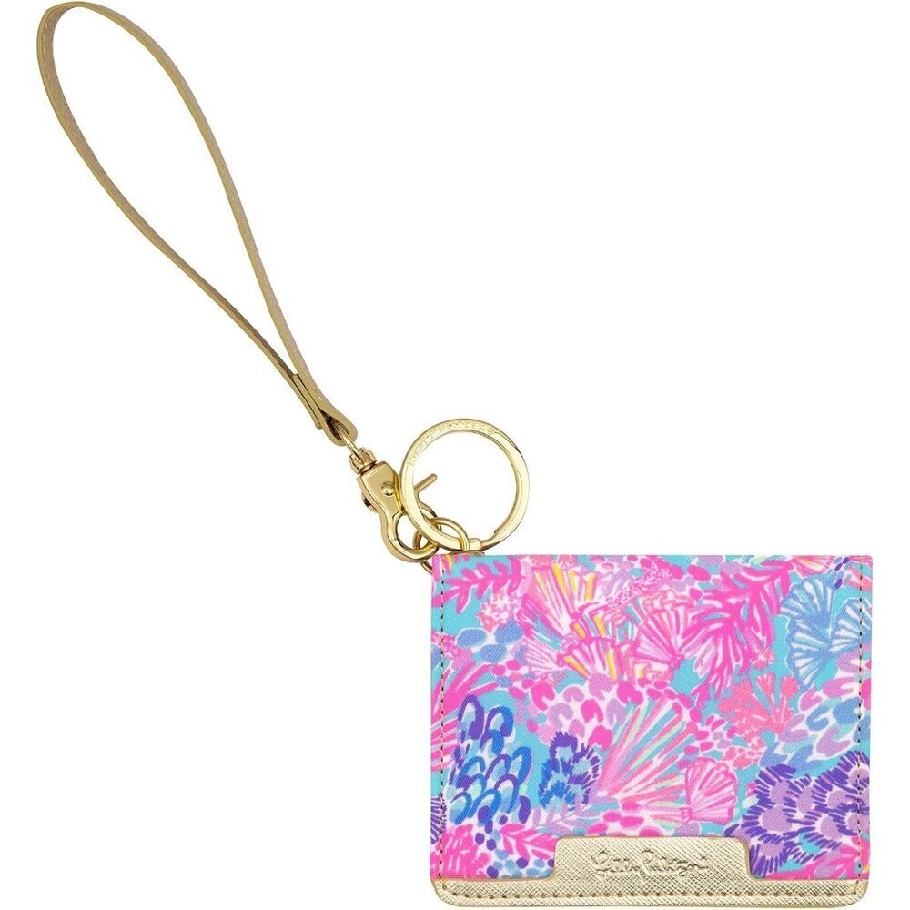 ID Card Case Faux Leather Slim Wallet Keychain Wristlet Travel Gift